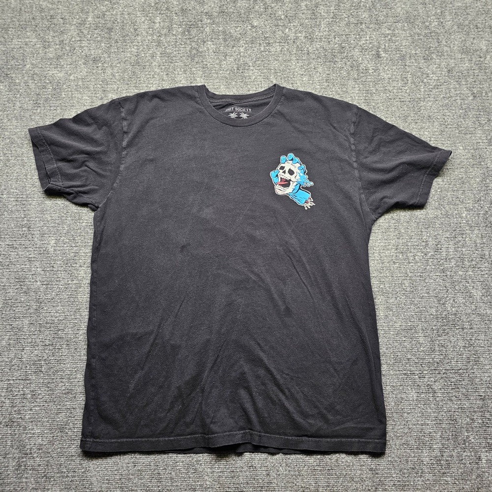Riot Society Mens XL Black Screaming Hand Skull Graphic T-Shirt Santa Cruz Style